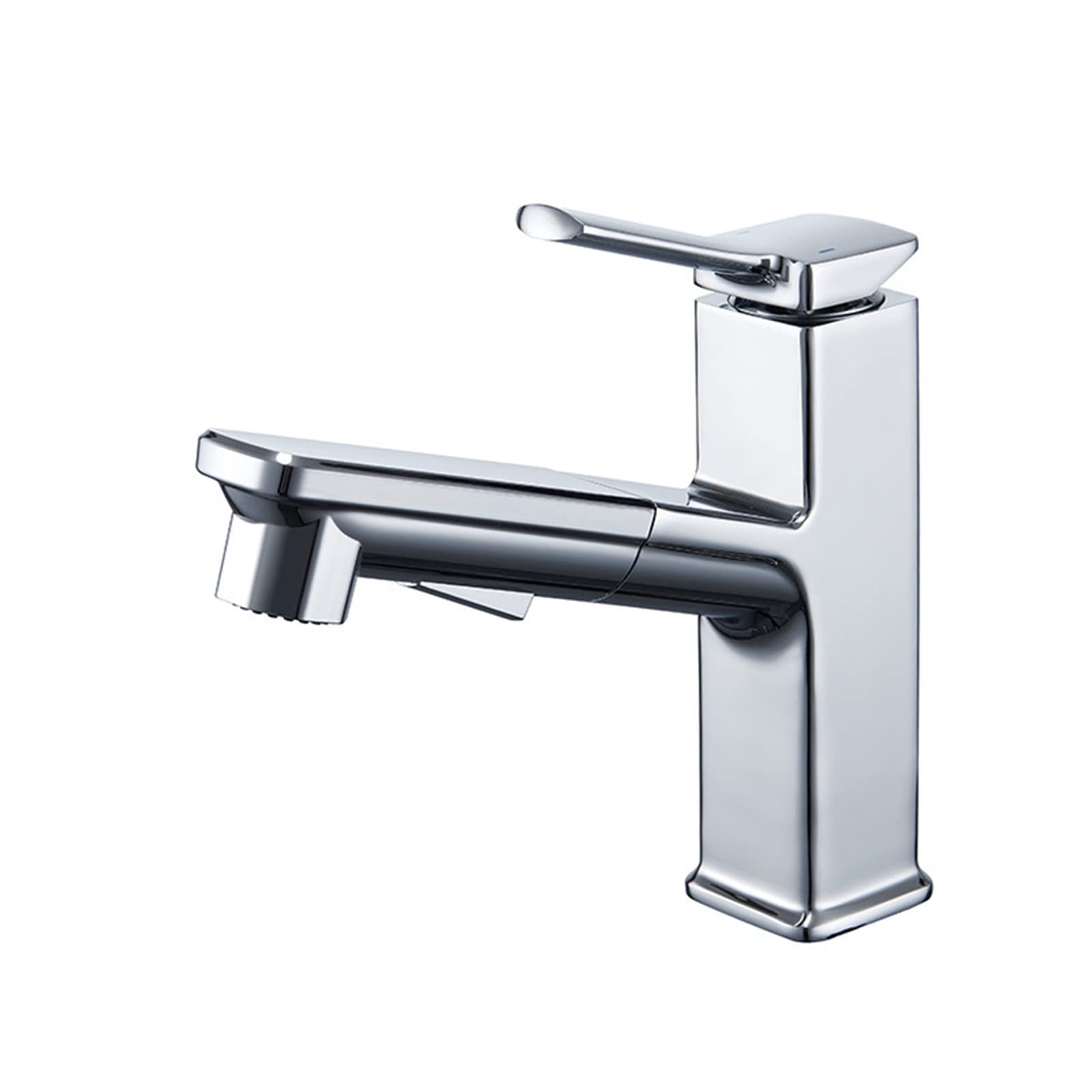 Robinet de salle de bain avec pulvérisateur extractible mitigeur de lavabo monotrou