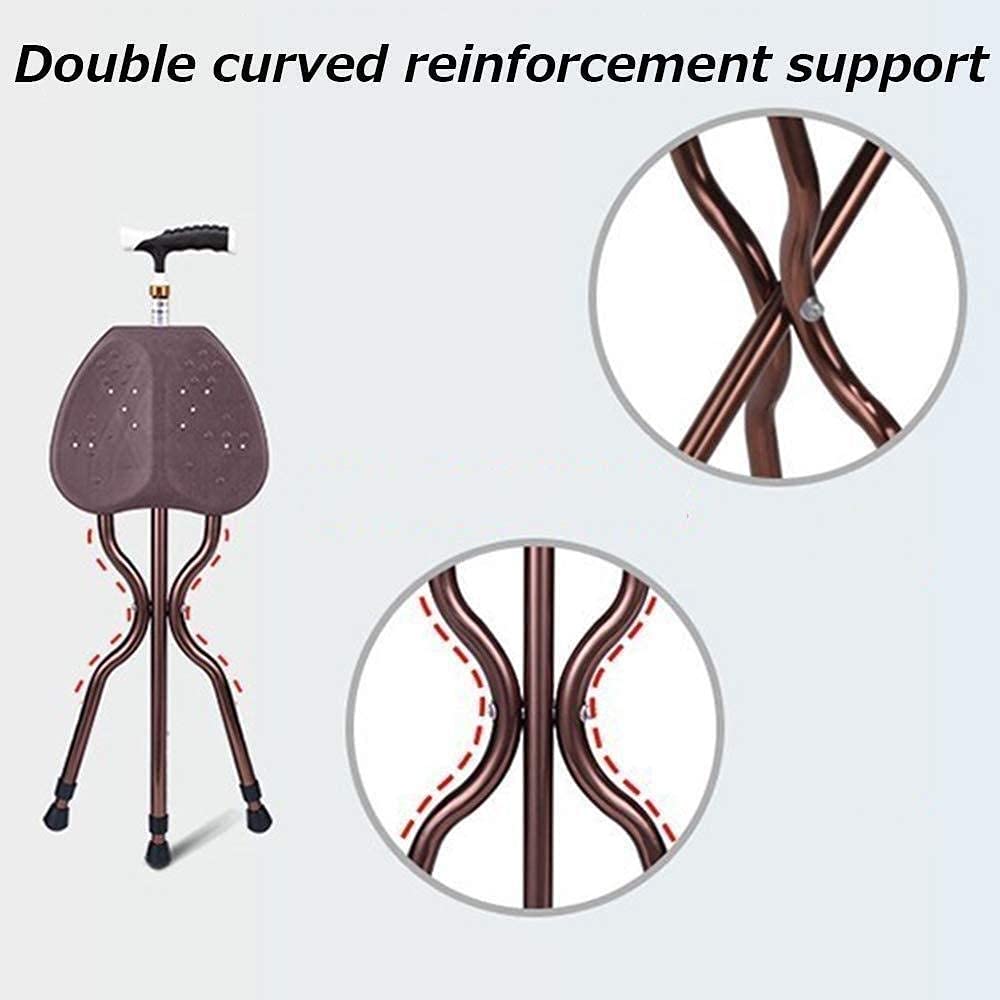 MObyat Andador para Ancianos,Silla para Caminar Trípode Plegable para Personas Mayores: aleación de Aluminio Ajustable en Altura portátil con luz LED, muletas para Personas Mayores Andador para CAM
