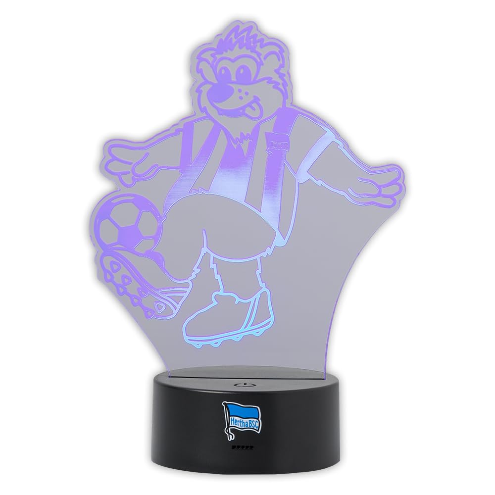 Hertha BSC Berlin LED-Lampe – Mit Berlin-Karte & Club-Logo, Blaues/weißes Licht, Ca. 15,5x13 Cm