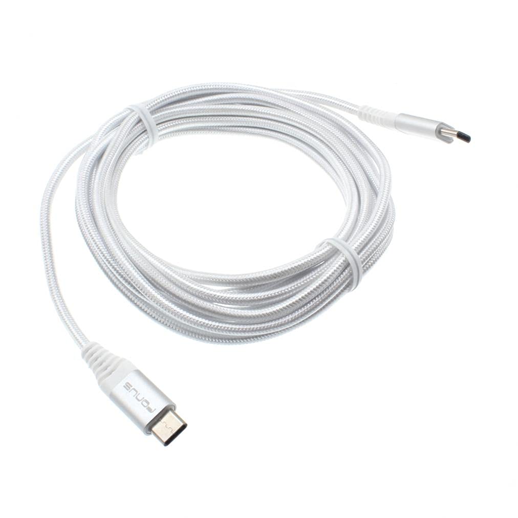 PHONIL USB Cable 10ft Type-C [C-to-C] Charger Cord for Nord N200 5G Phone, Power Wire Sync Braided Fast Long White Compatible with OnePlus Model, PH-PH20598C5J-36, 10 feet