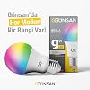 Günsan Akıllı Wifi LED Ampul RGB Çok Renkli Tuya ve Smart Life Uygulama Destekli (9W 2700K-6500K Ayarlanabilir) [Enerji Sınıfı F]