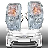 labwork DRL LED Fog Lights Assembly 8151147060 8152147060 Replacement for 2010-2015 Toyota Prius Clear Lens Left+Right Side (Passenger & Driver Side)