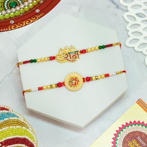 Image of Canton Rakhi For Brother With Chocolate Gift Hamper, Rakhi With Cadbury Dairy Milk, Pack of 1 Designer Rakhi For brother (Design-25)