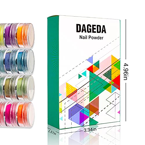Dageda 24 Color Pigment Nail Powder, Colorful Iridescent Glitter Ultrafine Luminous Pearlescent High-Gloss Halo Powder, Nails Pigments Dust 3D Diy Nail Art Decoration #TOP5