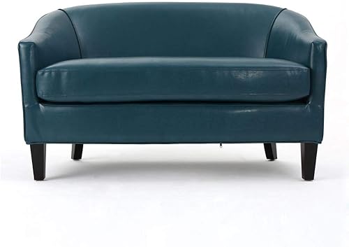 Christopher Knight Home Justine - Sofá biplaza de piel, color verde azulado