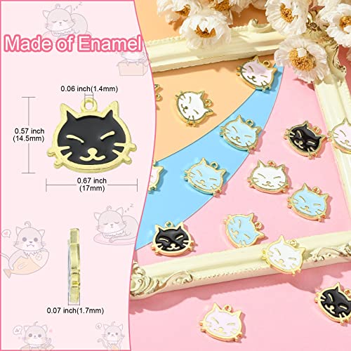 Stiesy 40Pcs 4 Colors Enamel Cat Charms Pendants Kawaii Kitten Charm Cute Animal Dangle Charms for Jewellry Making Bracelets Crafting - Image 2