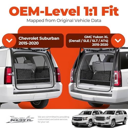 Image of 3-Layer Cargo Net for Chevy Suburban & GMC Yukon XL 2015-2020 Cargo Netting | Zoned Storage Trunk Net with Integrated Zippered Storage Bag, Heavy-Duty Cargo Organizer Netting for Camping, Trips