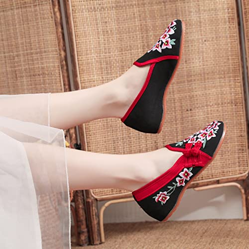 Floral Embroidered Shoes for Women Comfortable Round Toe Slip On Loafer Casual Ballet Flats Women's Handmade Flower Flat Shoes4