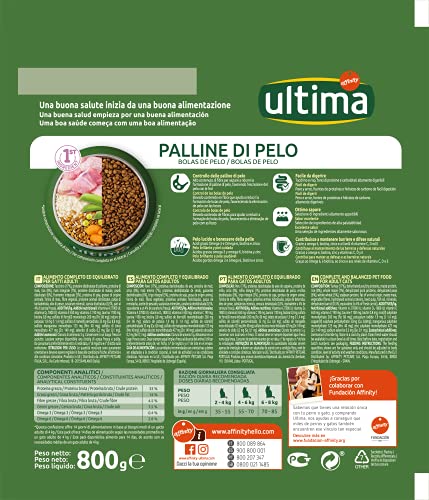 Ultima Palline di pelo Tacchino - Crocchette per gatti - Confezione da 8 x 800g - Totale 6,4kg - Immagine 3