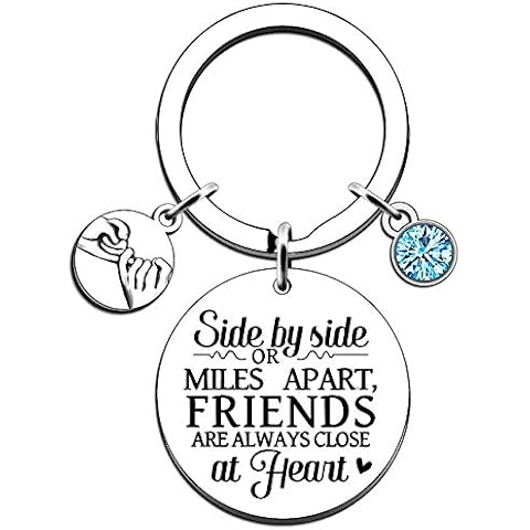 JMIMO Best Friend Keyring Friendship Gifts for Wome Girls - Side by Side or Miles Apart, Friends are Always Close at Heart Cover