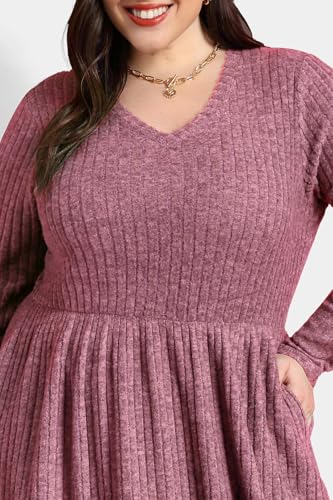 Image of RITERA Plus Size Dresses for Curvy Women Summer Spring Womens Dress V Neck Short Sleeve Casual Dress with Pockets XL-5XL