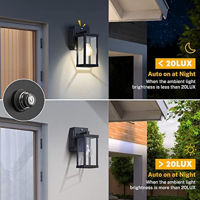 Porch Light with Outlet, Dusk to Dawn Outdoor Light with GFCI Outlet Porch Wall Sconce Waterproof Exterior Light Fixtures Outside for House Patio Garage Hallway