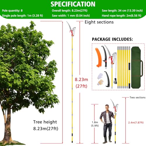 Sierra telescópica Epodar para cortar ramas altas sin usar escaleras en el jardín doméstico 3