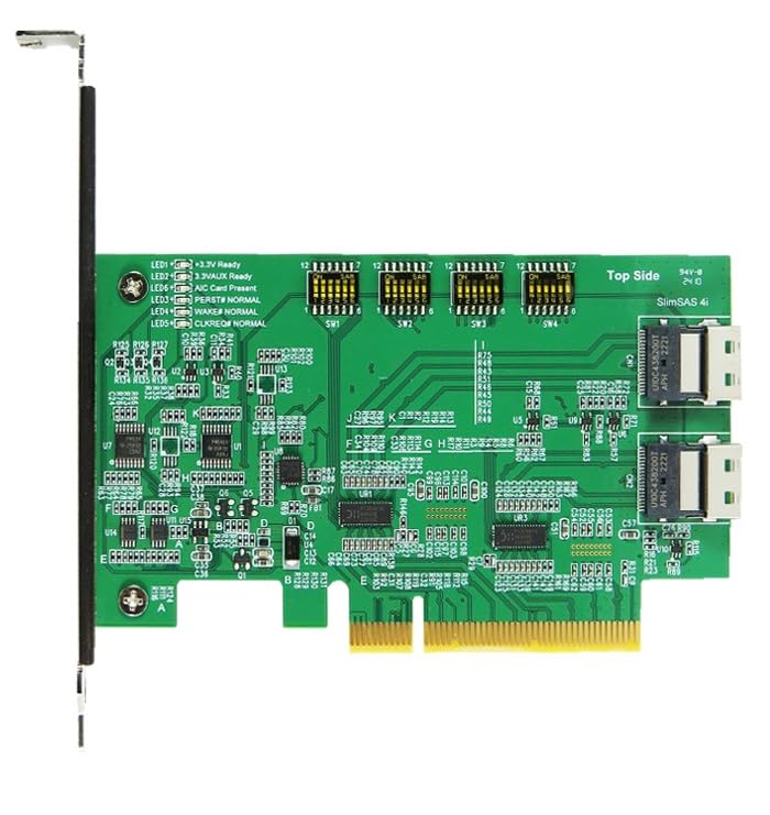 Micro SATA Cables PCIe x8 GEN4 con ReDriver a SlimSAS 4i SFF-8654 miniatura 7