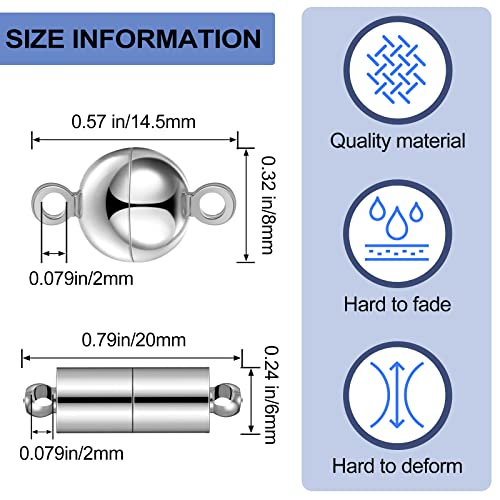 40 Pieces Jewelry Magnetic Clasps Column Round Magnetic Clasps Magnetic Clasp Connectors Magnet Bracelet Extenders Magnetic Locking Clasp For Bracelet Necklace Making (Silver) #TOP2