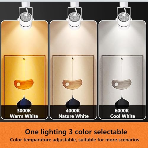 Image of White 8PCS GU10 Track Lighting, Replaceable 10W Bulbs, Switchable 3CCT(3000K /4000K /6000K), Dimmable 20%-100% Brightness, Ceiling Spotlights for Living Room, Kitchen, Shop & Office
