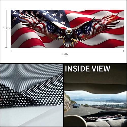 Image of Rear Window Decals for Trucks - 65x17.3 in Back Window Decals Fit Most Pickup Trucks SUV, Vinyl American Flag Back Window Decal Truck Rear Window Graphics for Personalized Decoration