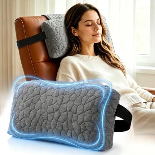 SUPA MODERN Adjustable Headrest Pillow for Recliner Armchair & Sofa Breathable Non-Slip Shredded Memory Foam with Washable Cover for Neck Support & Pain Relief (Straps)