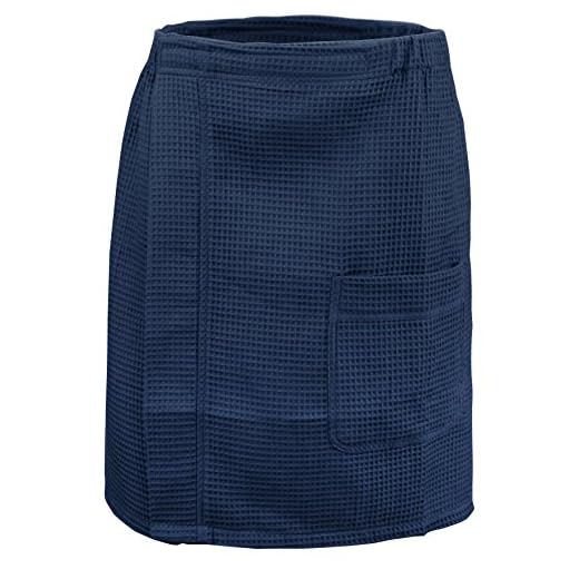 Leisureland Men's Wrap, Spa Gym Waffle wrap Navy Blue
