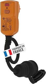Brennenstuhl Rallonge &eacute;lectrique avec fiche diff&eacute;rentielle 10mA et prise de courant (0,5m de c&acirc;ble noir, utilisation en ext&eacute;rieur, fabriqu&eacute;e en France)