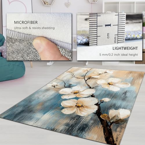 Tapis rustique à fleurs lavable en machine pour effacer toutes les taches - 6