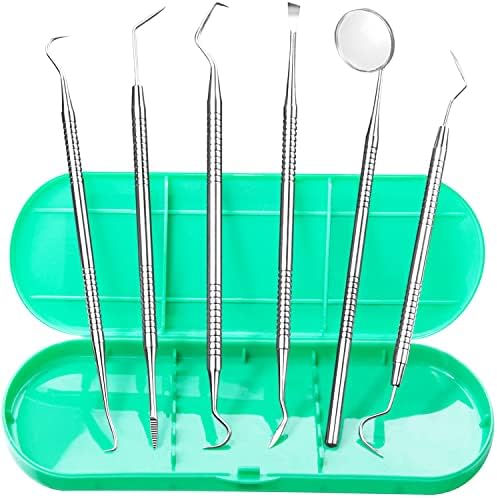 Dental Tools, Professional Plaque Remover for Teeth, Dental Hygiene Kit, Stainless Steel Oral Care Cleaning Tools Set with Tooth Scraper Plaque Tartar Remover, Metal Dental Pick Scaler - with Case