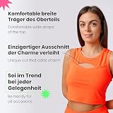 Bellivalini Sport Topy Damskie Crop Top Neon Siłownia Joga Fitness z wycięciem z przodu BLV50-324 (Pomarańczowy Neon, XXL)