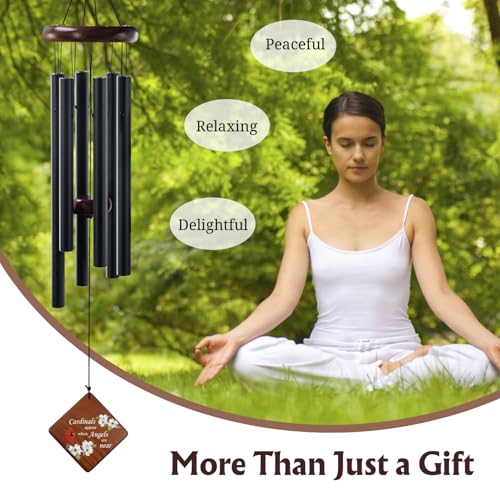 Image of 36 inch Memorial Wind Chimes Sympathy Gift - Cardinal Windchimes in Loving Memory of Loved One, Memorial Cardinal Gifts for Loss of Mom /Dad, Bereavement,Condolence,Funeral Grieving
