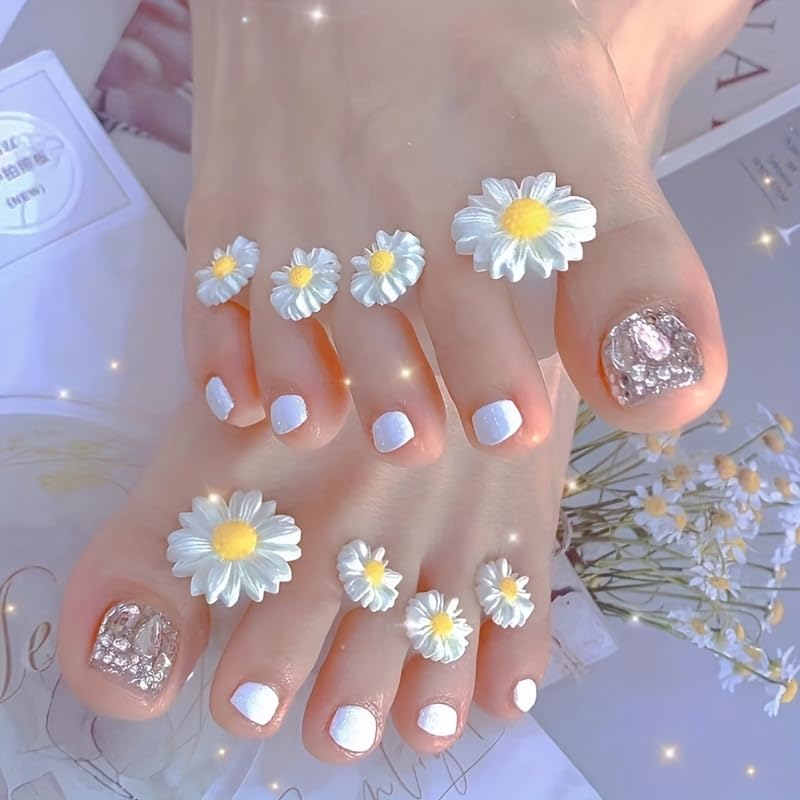 16pcs Silicone Toe Separators, Daisy Flower Toe Spacers Nail Art Tools Toe Nail Separator for Women Nail Art Pedicure Manicure