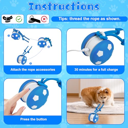 Pipihome Interaktives Hundespielzeug, Interaktiver Spielball für Hunde, Hundespielzeug Intelligenz Hundeball mit Schwanz, Hunde Ball Dog Toys für Hunde Kleine, Mittlere, Große