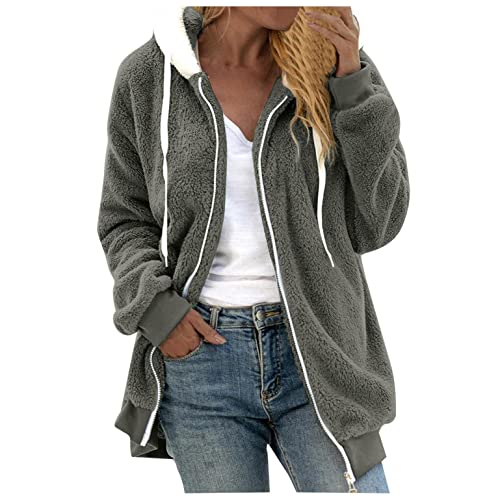 NLOMOCT Coats for Women Plus Size Women's Winter Trench Coats, Slim Long Sleeve Fall Warm Mid-Long Jacket Pea Coat Overwear 04 Gray