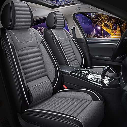 TTX LIGHTING Car Seat Covers Custom Fit for 2007-2021 Hyundai Accent, Auto Full Set Seat Cushion Linen Compatible with Airbagï¼ˆGray&White