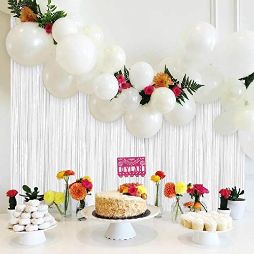 Btsd-Home White Foil Fringe Curtain, Metallic Photo Booth Backdrop Tinsel Door Curtains For Wedding Birthday Bridal Shower Baby Shower Bachelorette Christmas Party Decorations(2 Pack, 6Ft X 8Ft) #TOP4