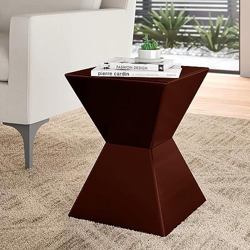 Image of Wooden Block Accent Side Table in Antique Wooden Design, Fully Assembled, End, Bedside Table and Nightstand, for The Living Room and Bedroom-Walnut