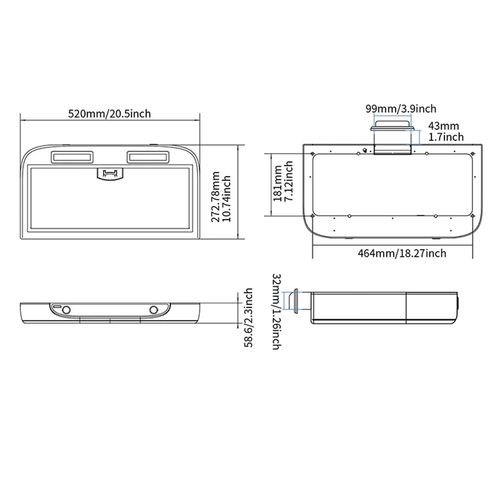 Campana extractora de cocina de 12 V con dos luces LED extraíbles y limpia for vehículos pequeños, utensilios de cocina for caravanas y autocaravanas Para modificaciones interiores y exteriores
