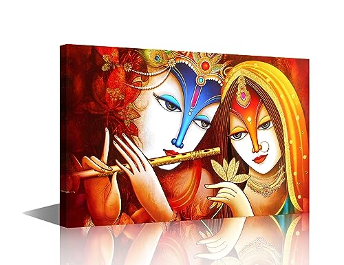 Toile Seigneur Krishna encadrée | Œuvre d'art mural haut de gamme pour salon et chambre
