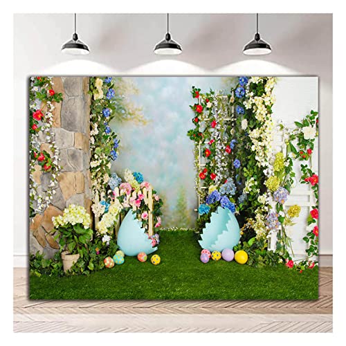 Spring Floral Flower Happy Easter Colorful Eggs Background 7X5Ft Vinyl Kids Newborn Baby Shower Party Backdrops #TOP3