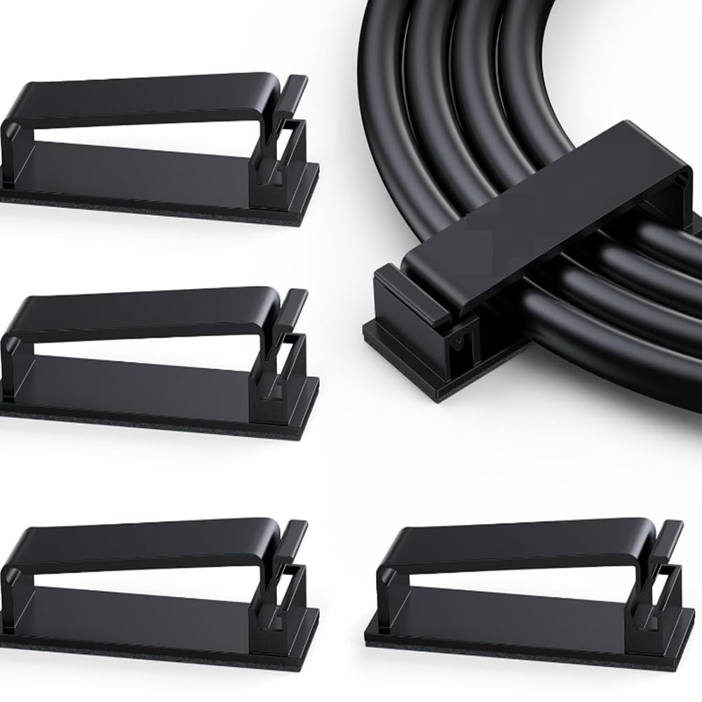 Littimoon 50Pcs Self-Adhesive Cable Clips Cable Holder Self-Adhesive Strong Cable Organiser for Desk/Home/