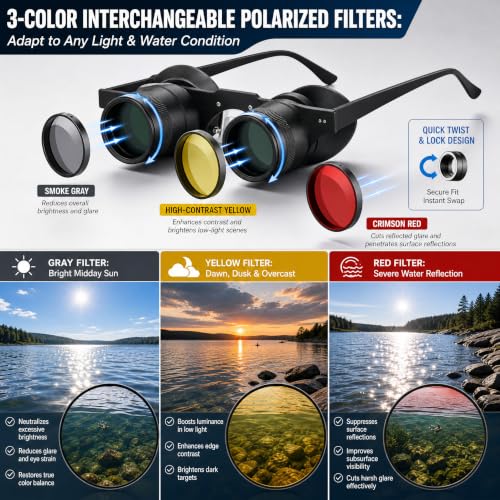 Gafas Binoculares para Pesca con Filtros y Enfoque Ajustable miniatura 4