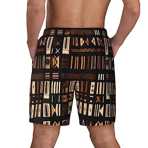 African Mud Cloth Tribal Print Mens Swim Trunks with Compression Liner Casual Shorts Summer Beach Quick Dry Shorts4