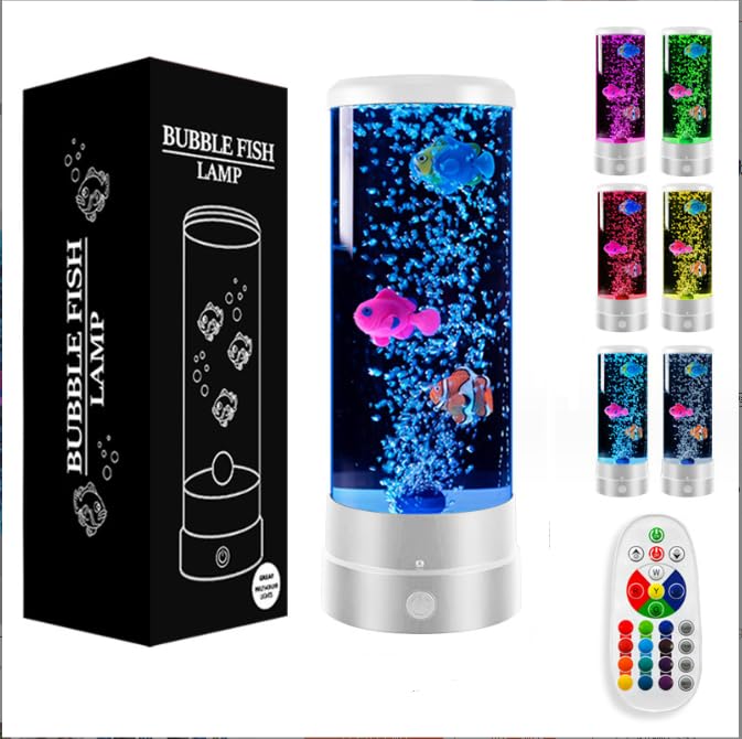 FYKERO Lámpara de lava, lámpara realista de medusas con control remoto y USB, 16 luces de acuario de medusas que cambian de color para decoración del hogar y oficina, regalo de cumpleaños para niños y