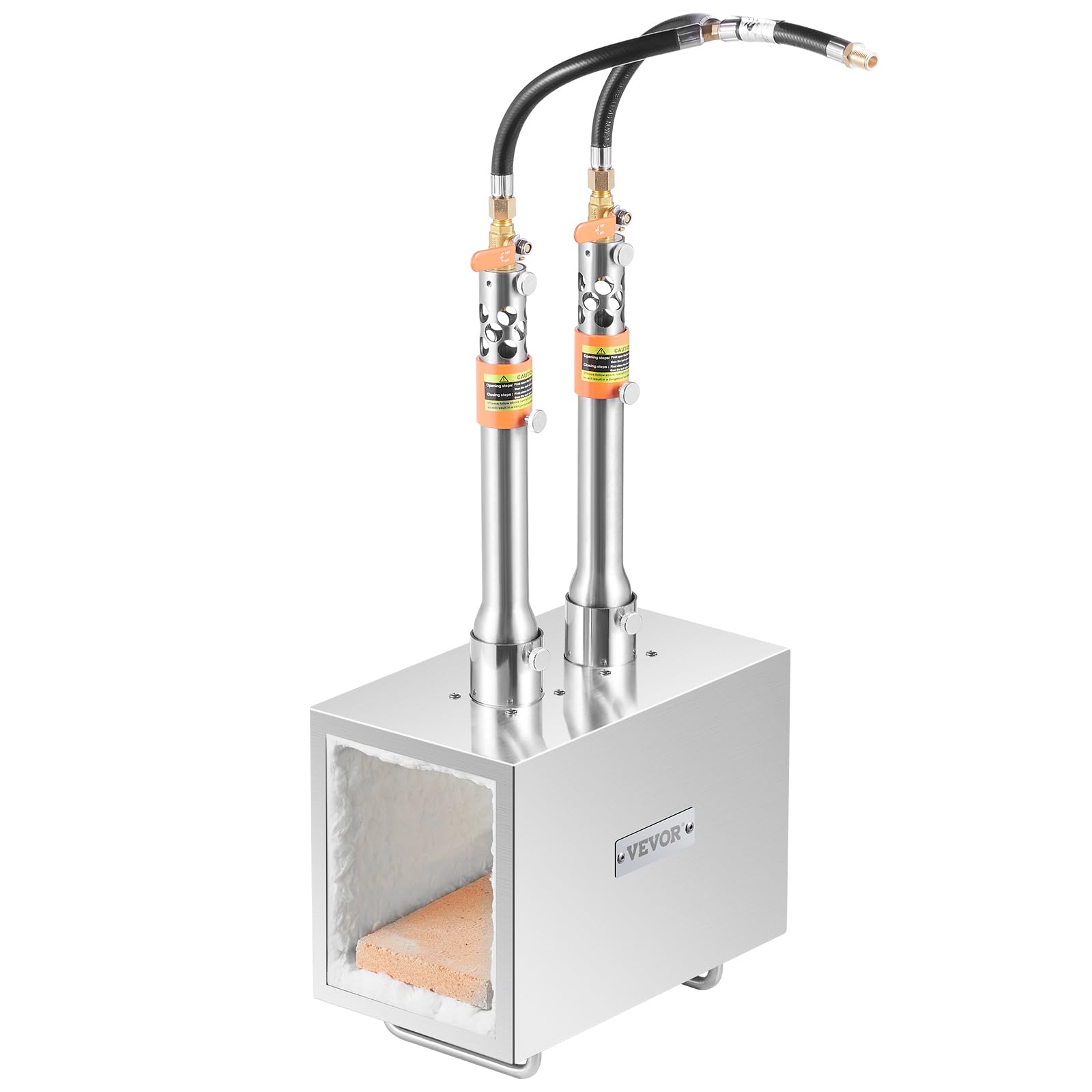 VEVOR Forgia a gas propano portatile, forno a gas quadrato con 2 bruciatori, temperatura max 1427 ℃, utensili e attrezzature per forgiatura a gas in acciaio inox, per colteliere Maréchaux-Ferrants