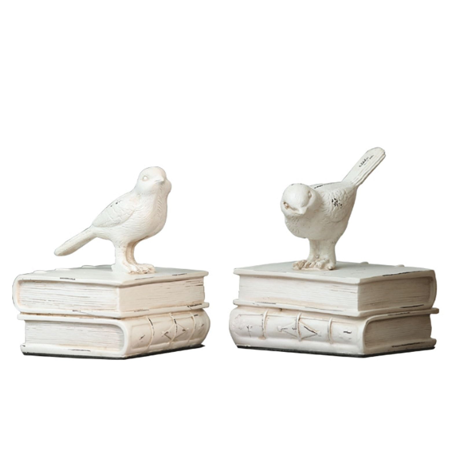 Retro Bird Resin Bookends, Vintage Old Sculpture Home Furnishings, Decorative Book Holder for Bookshelf