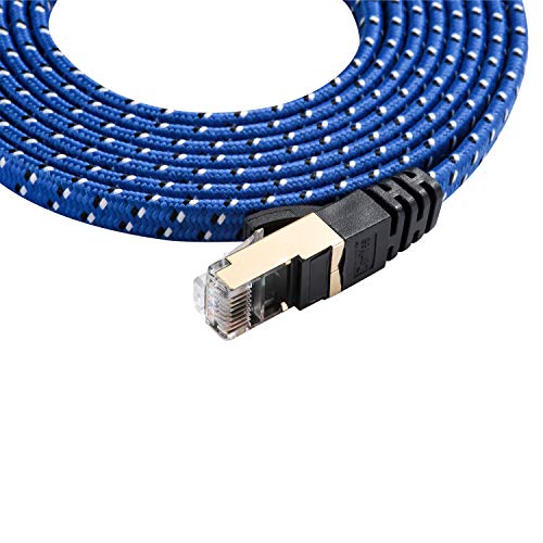 Cat 7 Ethernet Cable, 2 Packs 1.6Ft Danyee Nylon Cat7 High Speed Professional Gold Plated Plug Stp Wires Cat 7 Rj45 Ethernet Cable 3Ft 10Ft 15Ft 26Ft 50Ft 66Ft 100Ft (Blue 1.6Ft 2Packs) #TOP7