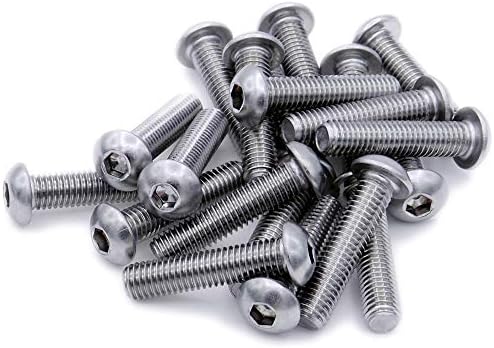 M6 (6mm x 45mm) Hex Socket Button Machine Screw (Bolt) - Stainless Steel (A2) (Pack of 20)