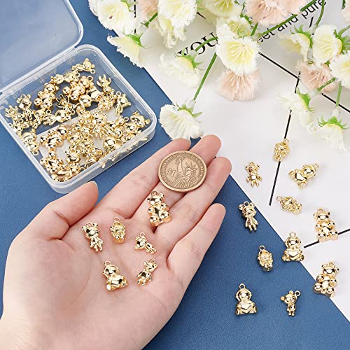 SUNNYCLUE 1 Box 48Pcs 6 Styles Plating Alloy Bear Charms Gold Cartoon Bear Pendant Animal Dangles for Jewellery Making Charms Keychain Earring Findings Bracelet Necklace Supplies Adult Women - Image 3