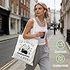 Cute Cat Canvas Tote Bag for Women, Life Is Better with Books Print, Reusable Shopping Bag, Foldable Cat Cotton Canvas Bag for Cats Lovers Bookworms Shopping Work Travel Bag #5