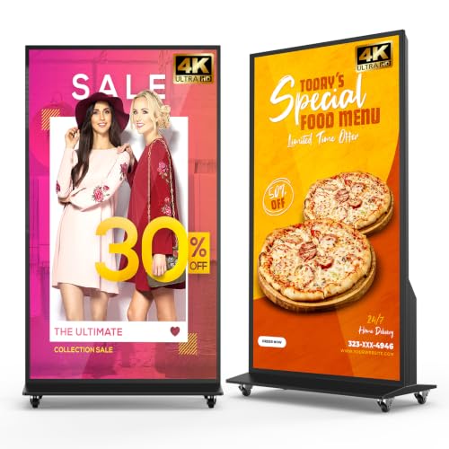 Image of 75 Inch Full Screen Indoor Floor Stand Digital Signage Kiosks Android 11 System 2GB+32GB LCD Poster Display With WiFi /HDMI /USB Input Auto Media Player, 4K UHD&CMS Remote Management for Retail Business