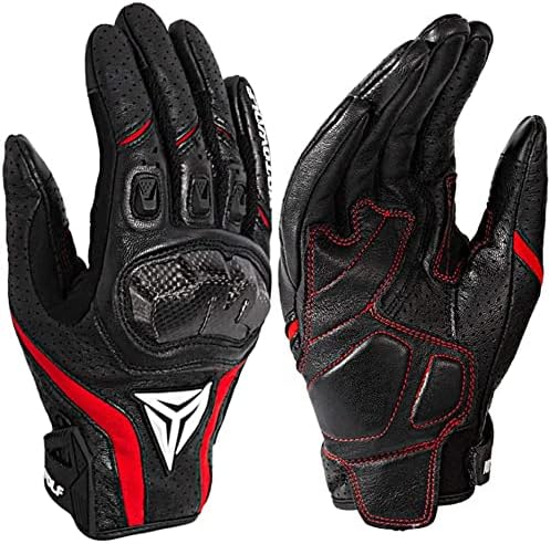 オートバイ手袋フルフィンガー pu手袋炭素繊維保護シェル防水、防風、滑り止め ATV MTB.乗馬、ロードレース、クライミング (C