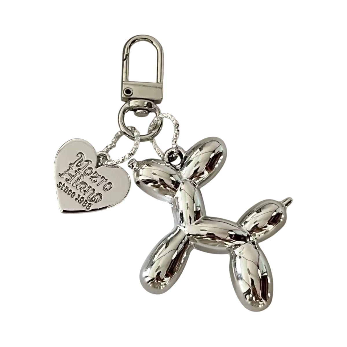 Balloon Dog Keychain Silver Metal Bag Charm Key Ring Pendant-image-24